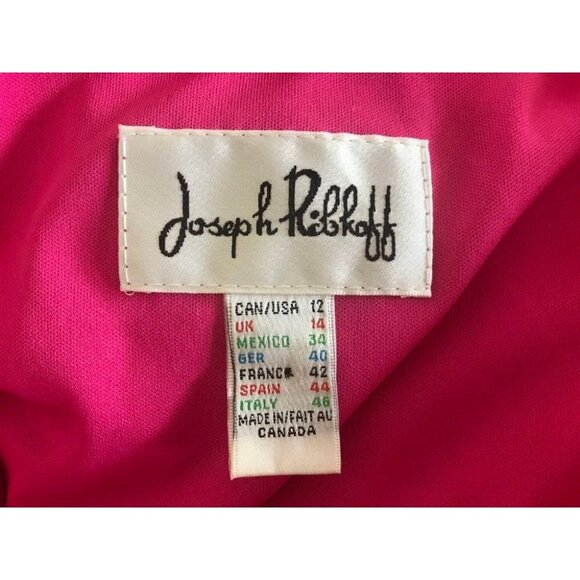 JOSEPH RIBKOFF Sleeveless Dress Size 12 Hot Pink Tiered Single Cowl Neck - Picture 6 of 6